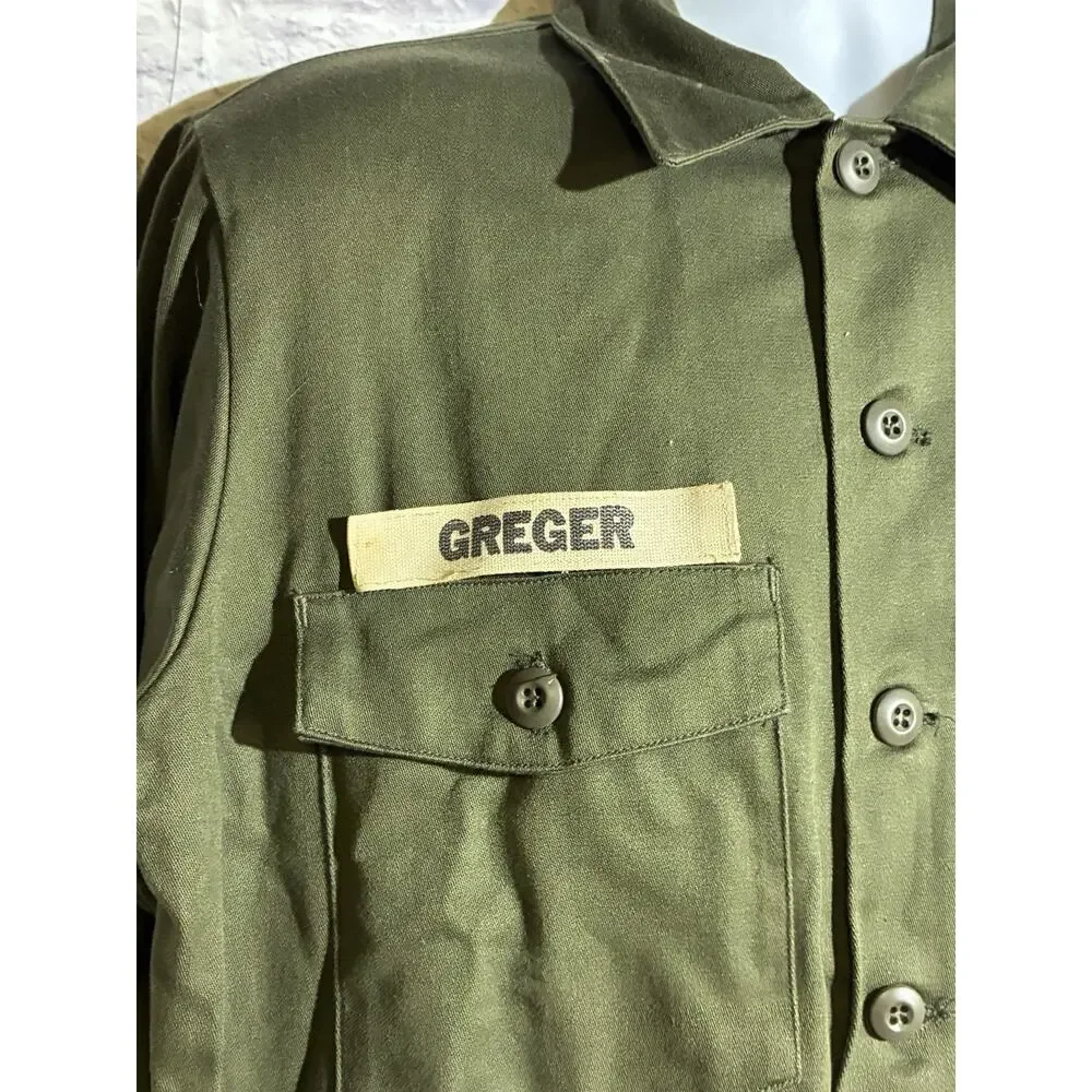 Vintage US Military OG-107 Field Shirt Named “Greger” Nametape Olive Green